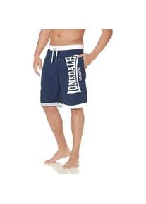 Boardshorts Lonsdale "CLENNELL", Herren, Gr. S, N-Gr, blau (navy, wei&szlig;), Obermaterial: 100% Polyester. Futter: 100% Polyester, bedruckt, unifarben mit Farbeins&auml;tzen, bequem, Hosen, Badeshorts, Innenhose aus Mesh