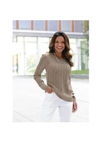 Strickpullover Classic Basics "Pullover", Damen, Gr. 44, beige (sesam), 100% Polyacryl, unifarben, Pullover Strickpullover