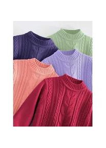 Stehkragenpullover Classic Basics "Pullover", Damen, Gr. 40, rot (lachsrot), 100% Polyacryl, unifarben, figurumspielend, Pullover Stehkragenpullover