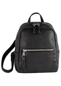 Rucksack Tom Tailor "Tinna", Damen, Gr. B/H/T: 24cm x 25cm x 10,5cm, schwarz, Lederimitat, clean, kontrastfarbene Details, Rucks&auml;cke Rucksack, Kleiner l&auml;ssiger und sportiver Rucksack mit Kurzgriff