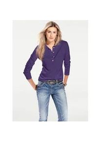 Polokragenpullover Heine "Polopullover", Damen, Gr. 48, lila (pflaume), 100% Baumwolle, unifarben, Pullover