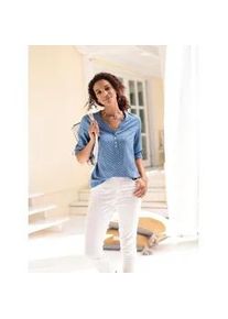 Schlupfbluse Casual Looks, Damen, Gr. 54, blau (mittelblau, wei&szlig;, bedruckt), 100% Viskose, gemustert, mehrfarbig, V-Ausschnitt, Blusen Schlupfbluse