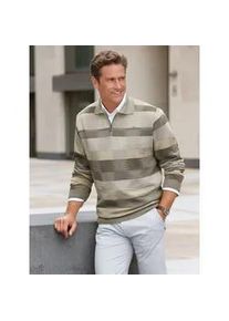 Polokragenpullover Marco Donati "Pullover", Damen, Gr. 50, gr&uuml;n (schilf, khaki), 45% Polyacryl, 40% Baumwolle, 15% Leinen, gemustert, gestreift, mehrfarbig, Pullover