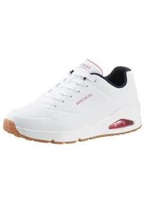 Sneaker Skechers "Uno - Stand on Air", Herren, Gr. 39, wei&szlig; (wei&szlig;, rot, blau), Synthetik, Schuhe Sneaker, Freizeitschuh, Halbschuh, Schn&uuml;rschuh mit extra D&auml;mpfung, Topseller