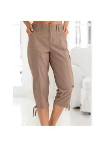 Caprihose Casual Looks, Damen, Gr. 22, Kurzgr&ouml;&szlig;en, grau (taupe), 98% Baumwolle, 2% Elasthan, unifarben, 3/4-L&auml;nge, Hosen Caprihose