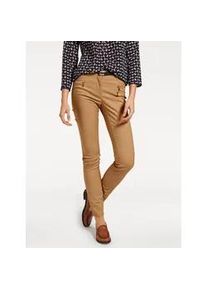 Stretch-Hose Heine, Damen, Gr. 44, Normalgr&ouml;&szlig;en, braun (camel), 48% Baumwolle, 45% Polyester, 7% Elasthan, Miedereinsatz:15% Elasthan, 85% Polyamid, unifarben, lang, Hosen