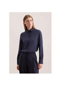 Hemdbluse Seidensticker, Damen, Gr. XL(42), blau (dunkelblau), 100% Viskose, unifarben, regular fit, ohne Ausschnitt, Blusen Hemdbluse, 1/1 Kragen Uni
