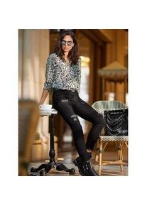 Druckbluse Heine, Damen, Gr. 36, gr&uuml;n (kalkmint, sand, bedruckt), 100% Polyester, bedruckt, gemustert, Rundhals, Blusen Druckbluse