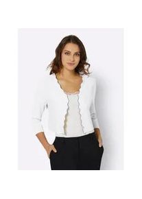 Bolero Lady, Damen, Gr. 42, beige (ecru), 55% Baumwolle, 45% Viskose, unifarben, Strickjacken Bolero