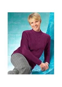Stehkragenpullover Classic Basics "Pullover", Damen, Gr. 52, lila (brombeer), 100% Polyacryl, unifarben, figurumspielend, Pullover Stehkragenpullover