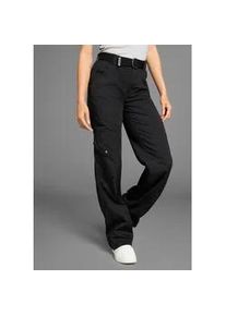 Cargohose Kangaroos, Damen, Gr. 34, N-Gr, schwarz, Web, Obermaterial: 50% Baumwolle, 46% Polyamid, 4% Elasthan, kontrastfarbene Details, unifarben, bequem bodenlang, Hosen Cargohose, mit besonderem Taschen-Design, Topseller