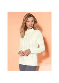 Stehkragenpullover Classic Basics "Pullover", Damen, Gr. 50, wei&szlig; (wollwei&szlig;), 100% Polyacryl, unifarben, Pullover Stehkragenpullover