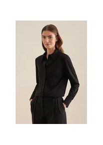 Hemdbluse Seidensticker "Schwarze Rose", Damen, Gr. 4XL (48), schwarz, 67% Viskose, 28% Polyester, 5% Elasthan, unifarben, regular fit, ohne Ausschnitt, Blusen Hemdbluse, 1/1 Kragen Uni