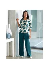 Schlupfbluse Lady, Damen, Gr. 44, bunt (champagner, petrol, bedruckt), 100% Viskose, gebl&uuml;mt, gemustert, mehrfarbig, Rundhals, Blusen Schlupfbluse