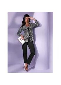 CR&Eacute;ATION L Shirtjacke CREATION L "Shirtjacke", Damen, Gr. 44, blau (schwarz, marine, bedruckt), 95% Polyester, 5% Elasthan, gemustert, mehrfarbig, V-Ausschnitt, Shirts Shirtjacke