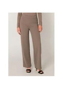 Treggings Base Level "Yarah", Damen, Gr. 42, L&auml;nge 32, grau (schwarz taupe), Web, Obermaterial: 97% Polyester, 3% Elasthan, unifarben, loose fit lang, Hosen Treggings, mit elastischem Bund