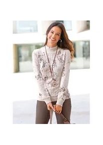 Strickpullover Inspirationen "Pullover", Damen, Gr. 52, beige (beige, bedruckt), 60% Viskose, 40% Baumwolle, bedruckt, gemustert, mehrfarbig, Pullover Strickpullover