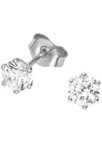 Paar Ohrstecker Firetti "Schmuck Geschenk Gold 750 Ohrschmuck Solit&auml;r", wei&szlig; (wei&szlig;goldfarben), Ohrringe, Damen, 3mm, 0,01 P2 = erkennbare Einschl&uuml;sse, Diamanten Wei&szlig;gold 585, Diamanten, Wei&szlig;gold 585, mit Brillant - Krappenfassung