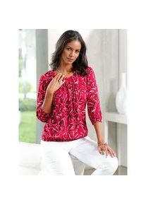 Schlupfbluse Lady, Damen, Gr. 48, rot (rot, graphit, bedruckt), 100% Viskose, gemustert, mehrfarbig, Rundhals, Blusen Schlupfbluse, Topseller