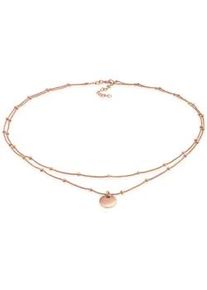 Collier Elli "Choker Layer Pl&auml;ttchen Kugelkette 925 Silber", rosa (rosegold), Halsketten, Damen, 36, ohne Stein, Silber 925 (Sterlingsilber), L: 36, Collier