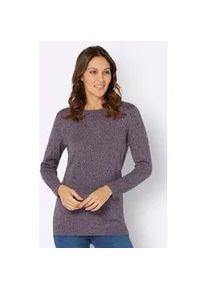 Longpullover Classic Basics "Long-Pullover", Damen, Gr. 50, lila (aubergine, meliert), 100% Polyacryl, gemustert, mehrfarbig, meliert, Pullover Longpullover
