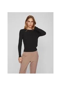 Rundhalspullover Vila "VICOMFY O-NECK L/S KNIT TOP/SU - NOOS", Damen, Gr. M, schwarz, Rippstrick, Obermaterial: 51% Viskose, 27% Polyester, 22% Polyamid, unifarben, normal, Rundhals, Rippstrickb&uuml;ndchen, Pullover Rundhalspullover