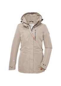 Funktionsjacke "GS 26 WMN JCKT", Damen, Gr. 46, beige (hellbeige), Oberstoff: 100% Polyester, Futter: 100% Polyester, G.I.G.A. DX BY KILLTEC, Jacken Funktionsjacke, Wasserabweisende Funktionsjacke mit abnehmbarer Kapuze und Stauraum