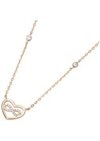 Collier Smart Jewel "Herz mit Infinity - Zeichen, Zirkonia Steine, Silber 925", rosa (ros&eacute; vergoldet), Halsketten, Damen, 45cm, Silber 925 (Sterlingsilber), Collier
