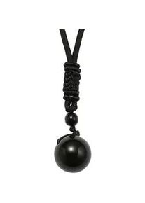 Kette mit Anh&auml;nger Firetti "Schmuck Geschenk Halsschmuck Halskette Kugel", schwarz (schwarz, schwarz), Halsketten, Damen, Acryl Nylon, L: 66 B: 3mm, Acryl, Nylon, Made in Germany - mit Obsidian, B:3mm