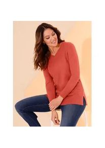 Longpullover Classic Basics "Longpullover", Damen, Gr. 50, orange (terra), 100% Polyacryl, unifarben, Pullover Longpullover