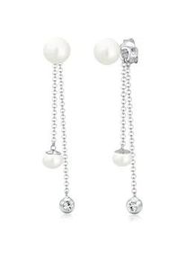Paar Ohrh&auml;nger Elli "S&uuml;sswasserperle Solit&auml;r Kristalle 925 Silber", silber, Ohrringe, Damen, onesize, ohne Stein, Silber 925 (Sterlingsilber)