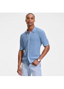 LANDS' END Leichtes Feinstrick-Hemd aus Baumwolle, Herren,  Blau, Baumwolle, by Lands' End
