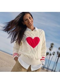 LANDS' END Intarsien-Pullover DRIFTER, Damen,  Wei&szlig;, Baumwolle, by Lands' End