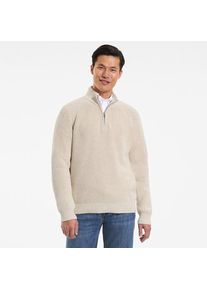 LANDS' END DRIFTER Pullover mit Rei&szlig;verschluss, Herren,  Wei&szlig;, Baumwolle, by Lands' End