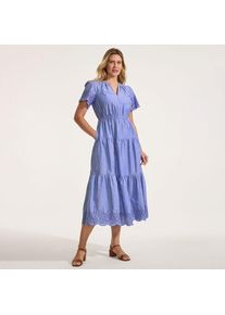 LANDS' END Maxikleid aus Baumwolle mit Lochstickerei, Damen,  Blau, Baumwolle, by Lands' End