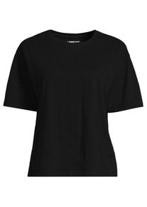 LANDS' END Kastiges Flammgarnshirt mit kurzen &Auml;rmeln, Damen,  Schwarz, Baumwolle, by Lands' End