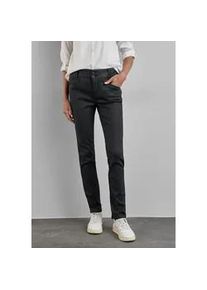 Lederimitathose Street One, Damen, Gr. 32, L&auml;nge 30, schwarz, Stoff, 79% Viskose, 18% Nylon, 3% Elasthan, unifarben, normal normal, Hosen, Middle Waist