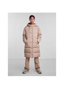 Steppmantel Pieces "PCBEE NEW LONG PUFFER JACKET NOOS BC", Damen, Gr. M, silber (silber mink), Steppware, Obermaterial: 100% Polyester, unifarben, regular fit knielang, hoch geschlossener Ausschnitt, Rippb&uuml;ndchen, M&auml;ntel Steppmantel, Kunstfaser