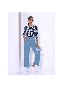 CR&Eacute;ATION L Druckbluse CREATION L, Damen, Gr. 40, blau (hellblau, mittelblau, gemustert), 100% Lyocell, gemustert, U-Boot-Ausschnitt, Blusen Druckbluse