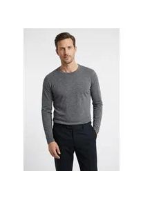 Rundhalspullover OLYMP "OLYMP Strick Casual", Herren, Gr. XXL (52), grau (anthrazit), Obermaterial: 100% Baumwolle, schmal, Rundhals, Pullover Rundhalspullover, Crew Neck