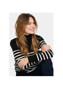 Rollkragenpullover SAINT TROPEZ "MilaSZ St. Rollneck", Damen, Gr. L, schwarz (schwarz mila stripe), Strick, Obermaterial: 80% Viskose, 20% Polyacryl, gestreift, regular fit normal, Pullover Rollkragenpullover