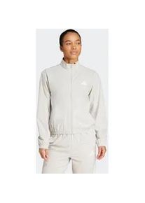 Rollkragenpullover Adidas PERFORMANCE "TRAIN ESSENTIALS 3-STREIFEN WOVEN WARM-UP", Damen, Gr. M, grau (wonder alumina, wei&szlig;), Obermaterial: 87% Polyester, 13% Elasthan, normal, Pullover Rollkragenpullover, mit Elasthan-Anteil, leichtes Tragegef&uuml;hl