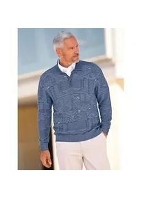 Polokragenpullover Marco Donati "Polopullover", Damen, Gr. 60/62, blau (jeansblau, bleu, meliert), 50% Baumwolle, 50% Polyacryl, unifarben, Pullover