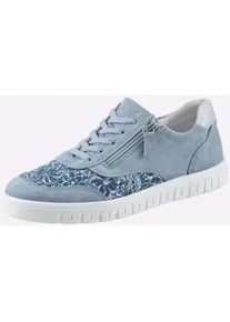 Sneaker Casual Looks, Damen, Gr. 36, blau (hellblau), Glattleder, Textil, Veloursleder, Schuhe Sneaker