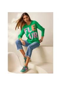 Strickpullover Heine "Pullover", Damen, Gr. 46, bunt (grasgr&uuml;n, altrosa, gemustert), 55% Baumwolle, 45% Viskose, gemustert, mehrfarbig, Pullover Strickpullover