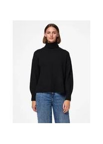 Rollkragenpullover Pieces "PCMALOU LS ROLLNECK KNIT NOOS BC", Damen, Gr. L, schwarz, Strick, Obermaterial: 65% Polyester, 19% Polyacryl, 10% Nylon, 3% Wolle, 3% Elasthan, unifarben, relaxed fit normal, Rippb&uuml;ndchen, Pullover Rollkragenpullover