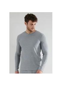 G&ouml;tzburg Unterziehshirt G&Ouml;TZBURG "Thermo", Herren, Gr. 5M, N-Gr, grau (grau, mittel, melange), Single Jersey, Obermaterial: 55% Baumwolle, 40% Polyester, 5% Elasthan, meliert, bequem, Rundhals, Unterhemden, Rundhalsausschnitt, lang&auml;rmelig, eng, Baumwollmix, Langarm