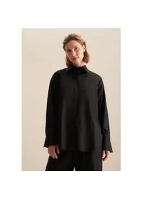 Hemdbluse Seidensticker "Schwarze Rose", Damen, Gr. L (40), schwarz, 100% Baumwolle, unifarben, regular fit, ohne Ausschnitt, Blusen Hemdbluse, 1/1 Kragen Uni