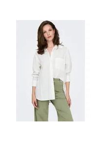 Langarmbluse Only "ONLSALINA L/S SHIRT WVN", Damen, Gr. L, wei&szlig; (cloud dancer), Web, Obermaterial: 100% Baumwolle, unifarben, regular fit Po-bedeckend, 1-Knopf-Manschette, Blusen