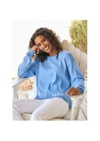 Strickpullover Heine "Pullover", Damen, Gr. 34, blau (himmelblau), 100% Baumwolle, gemustert, mehrfarbig, Pullover Strickpullover